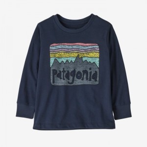 Patagonia Baby Long-Sleeved Regenerative Organic Certified™ Cotton Graphic T-Shirt Lasten T Paidat Laivastonsininen Suomi | KD499-0892