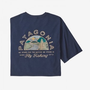 Patagonia Hatch Hour Responsibili-Tee® Miesten Tees Laivastonsininen Suomi | XJ2286-7836