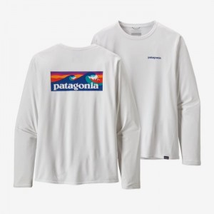 Patagonia Long-Sleeved Capilene® Cool Daily Graphic Shirt Miesten Paidat Valkoinen Suomi | MV1702-9124