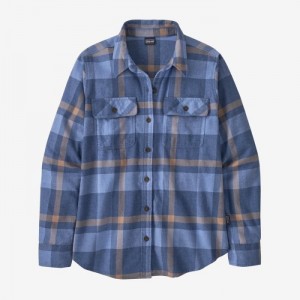 Patagonia Long-Sleeved Organic Cotton Midweight Fjord Flannel Shirt Naisten Paidat Sininen Suomi | GW3511-4689