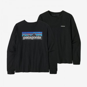 Patagonia Long-Sleeved P-6 Logo Responsibili-Tee® Naisten Tees Mustat Suomi | OT3755-2389