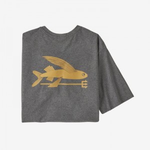 Patagonia Men’s Flying Fish Responsibili-Tee® Miesten Tees Gravel Heather Suomi | FR2485-6966