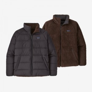 Patagonia Reversible Silent Down Fleece Jacket Miesten Takit Mustat Suomi | FM1194-4955